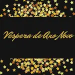 Preto Estrelas Douradas Glitter Feliz Ano Novo Cartao